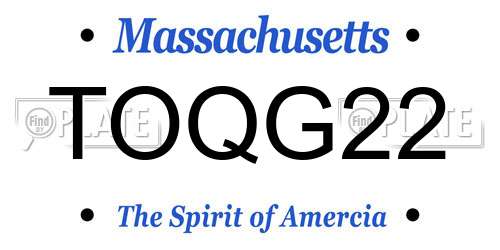 TOQG22 Massachusetts License Plate