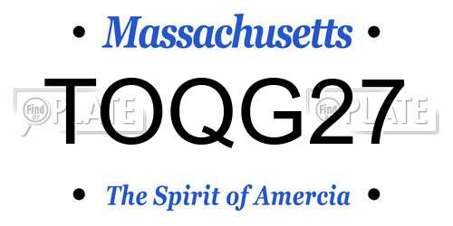 TOQG27 Massachusetts License Plate