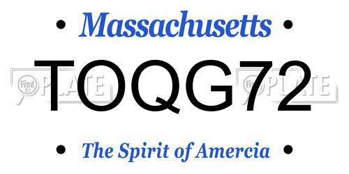 TOQG72 Massachusetts License Plate
