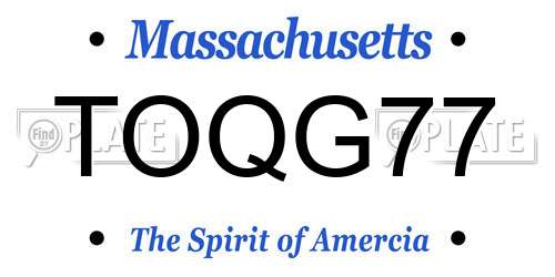 TOQG77 Massachusetts License Plate