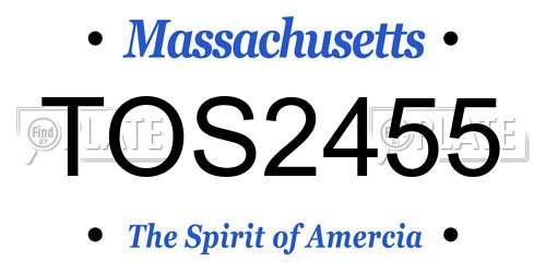 TOS2455 Massachusetts License Plate