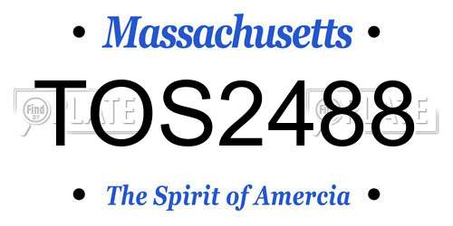 TOS2488 Massachusetts License Plate