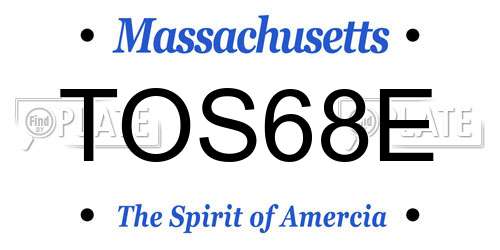 TOS68E Massachusetts License Plate