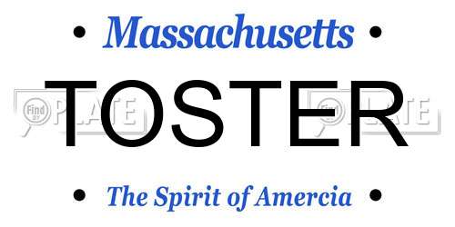 TOSTER Massachusetts License Plate