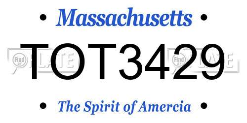 TOT3429 Massachusetts License Plate