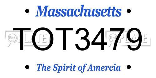 TOT3479 Massachusetts License Plate