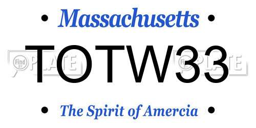TOTW33 Massachusetts License Plate