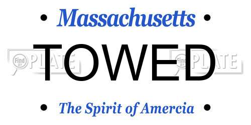 TOWED Massachusetts License Plate