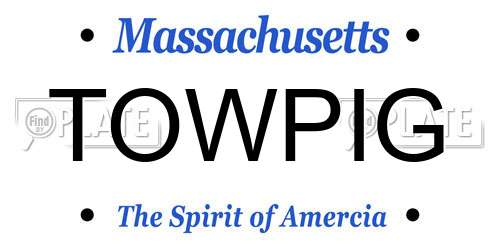 TOWPIG Massachusetts License Plate