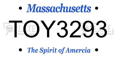 TOY3293 Massachusetts License Plate