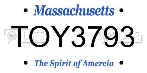 TOY3793 Massachusetts License Plate