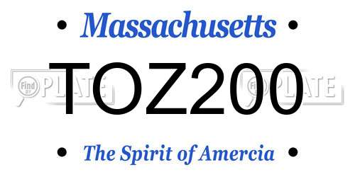 TOZ200 Massachusetts License Plate