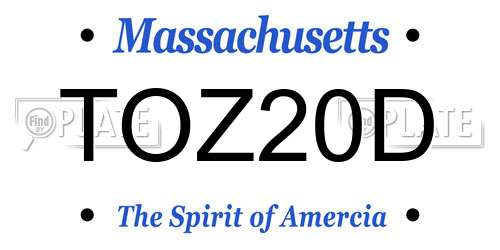TOZ20D Massachusetts License Plate