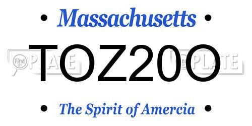 TOZ20O Massachusetts License Plate