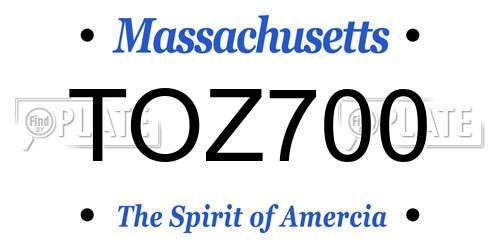 TOZ700 Massachusetts License Plate
