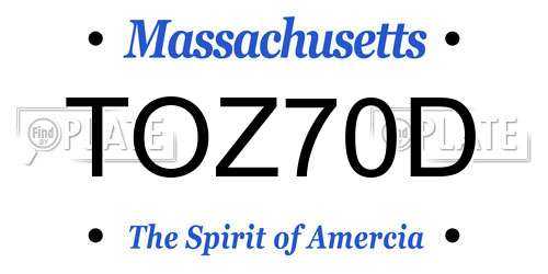 TOZ70D Massachusetts License Plate