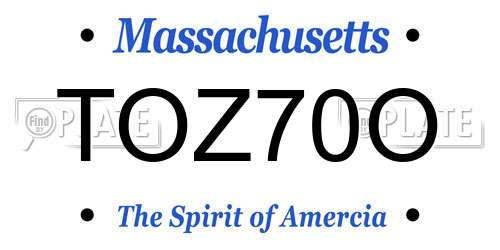 TOZ70O Massachusetts License Plate