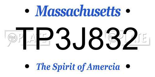TP3J832 Massachusetts License Plate