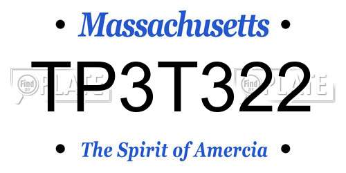 TP3T322 Massachusetts License Plate