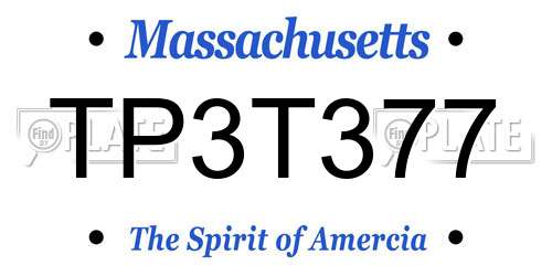 TP3T377 Massachusetts License Plate