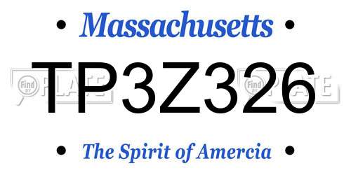 TP3Z326 Massachusetts License Plate