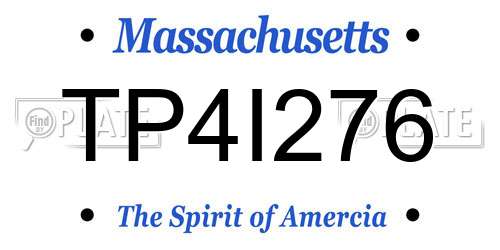 TP4I276 Massachusetts License Plate