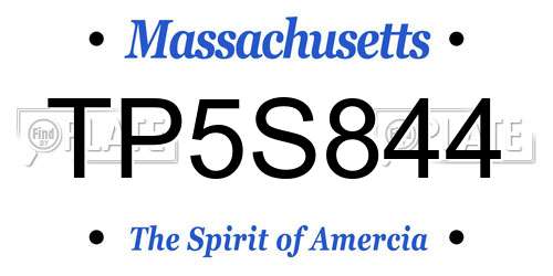 TP5S844 Massachusetts License Plate