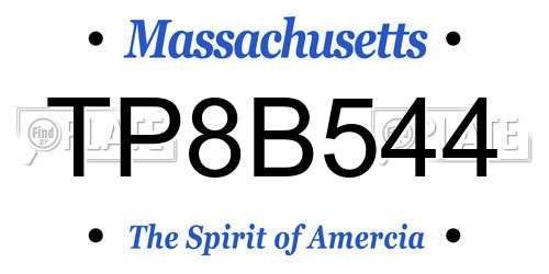 TP8B544 Massachusetts License Plate