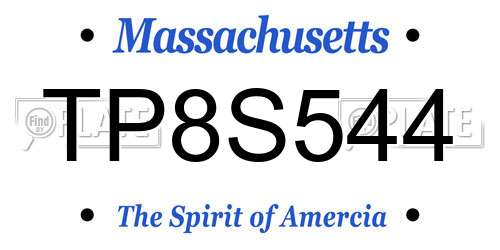 TP8S544 Massachusetts License Plate