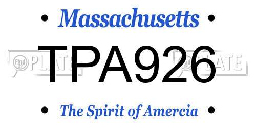 TPA926 Massachusetts License Plate
