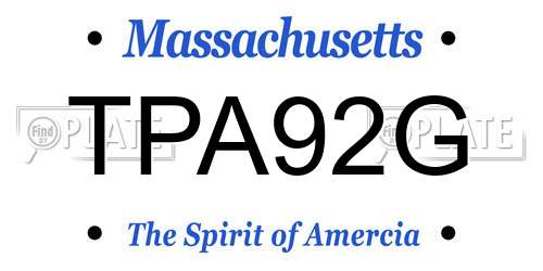 TPA92G Massachusetts License Plate