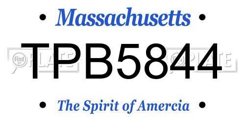 TPB5844 Massachusetts License Plate