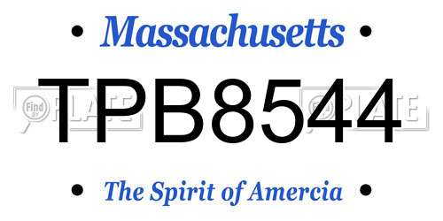 TPB8544 Massachusetts License Plate