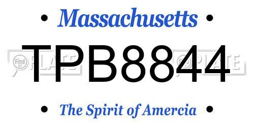 TPB8844 Massachusetts License Plate