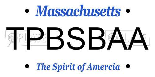 TPBSBAA Massachusetts License Plate
