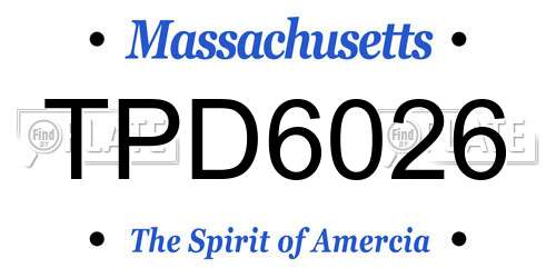 TPD6026 Massachusetts License Plate
