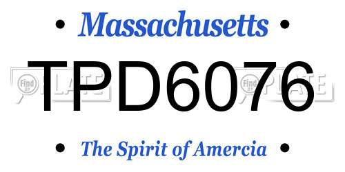 TPD6076 Massachusetts License Plate