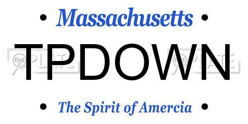 TPDOWN Massachusetts License Plate