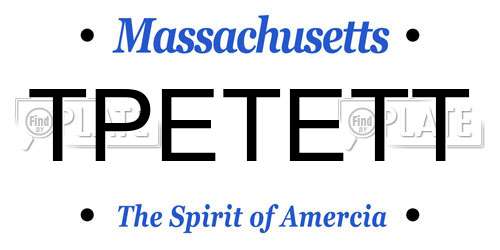 TPETETT Massachusetts License Plate