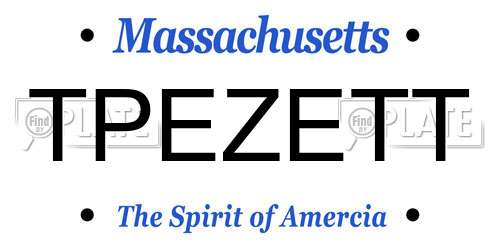 TPEZETT Massachusetts License Plate