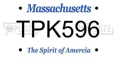 TPK596 Massachusetts License Plate