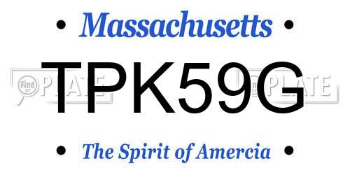 TPK59G Massachusetts License Plate