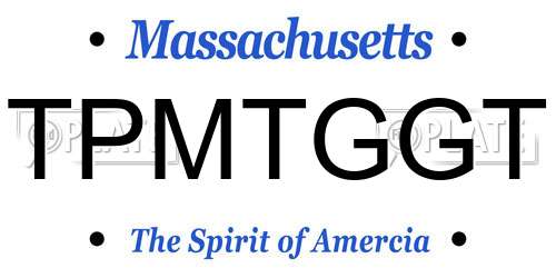 TPMTGGT Massachusetts License Plate