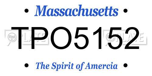 TPO5152 Massachusetts License Plate