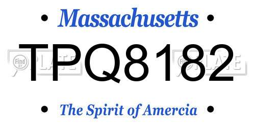 TPQ8182 Massachusetts License Plate