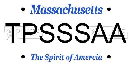 TPSSSAA Massachusetts License Plate