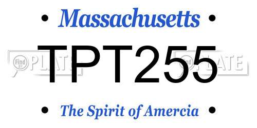 TPT255 Massachusetts License Plate