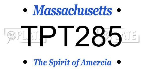 TPT285 Massachusetts License Plate