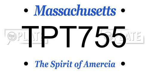 TPT755 Massachusetts License Plate