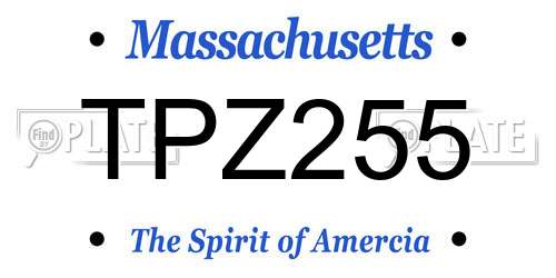 TPZ255 Massachusetts License Plate